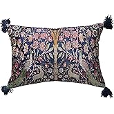 Creative Co-Op Woodland Print Tassel Cotton Velvet Lumbar Pillow, Multicolor Finish