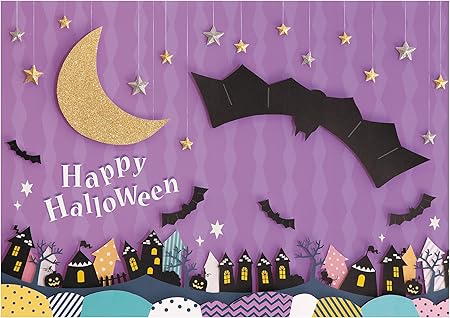 Amazon Party City イエスタ 背景ポスター ハロウィン 逆さコウモリ 紫 おもちゃ おもちゃ