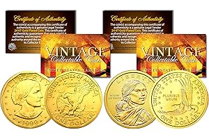 MERRICK MINT Sacagawea & Susan B Anthony 24K Gold Plated U.S. Dollar History Women 2-Coin Set