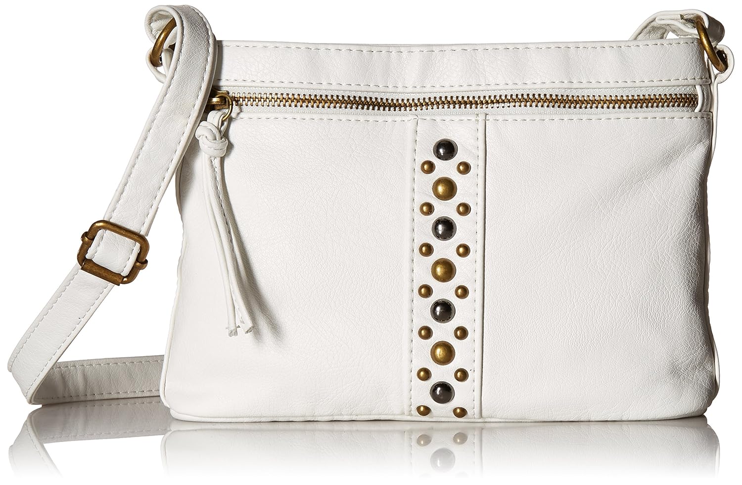 Bueno of California Bueno Grained Nappa Washed Crossbody, white
