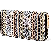 Nabegum Boho Western Wallet for Women Canvas Ladies Girls Slim Purse Credit Card Holder (Bohemian Style)
