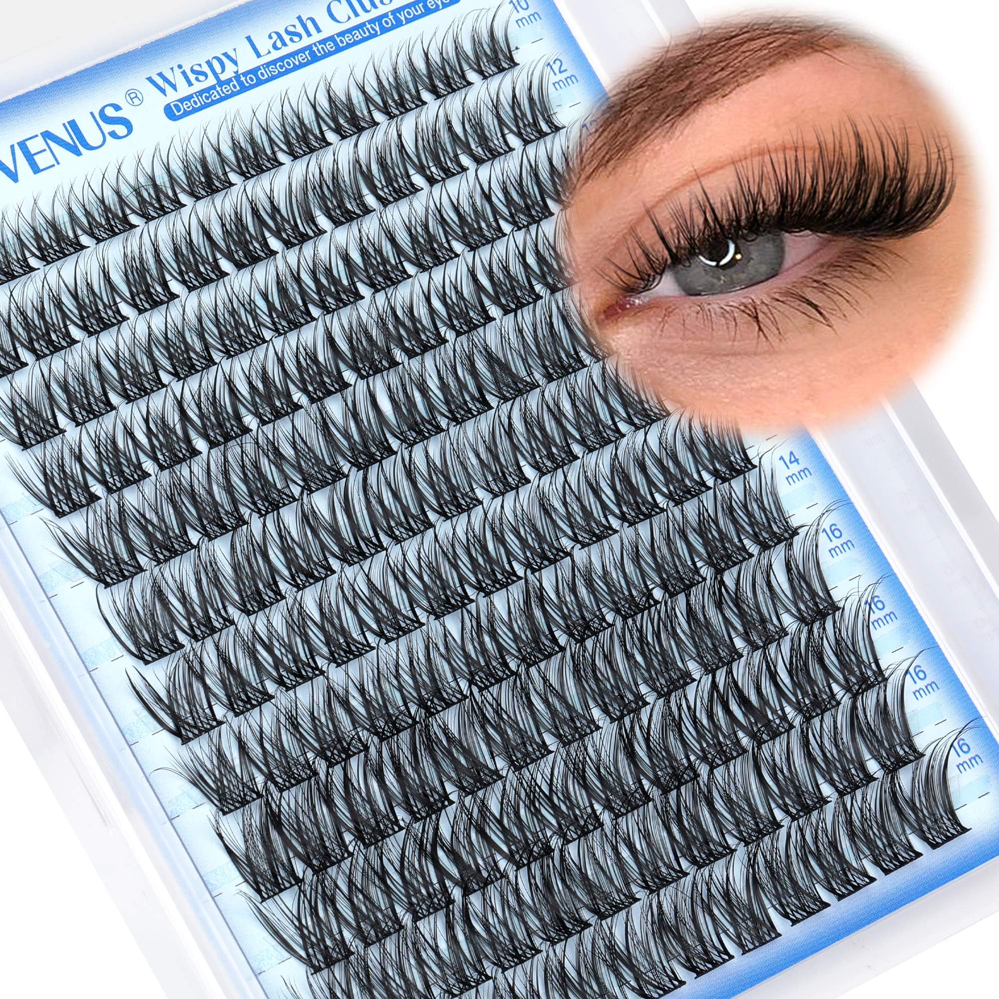 Photo 1 of Goddvenus Wispy Lash Clusters Natural Lashes Clusters Wispy Eyelash Clusters CD Curl Cluster Eyelash Extensions DIY Individual Lashes Invisible Band Lash Extension Fluffy Eyelashes Clusters