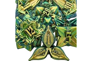 ARUOHHA DND Metal Dice Set Yellow Green Leaf Dragons D and D Dice with Gift Box, RPG Role Playing Game Dungeons Polyhedral Di