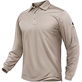 TACVASEN Men's Long Sleeve Polo Shirts Quick Dry Tactical Golf Collared Lightweight Work Breathable Moisture Wicking Outdoor