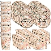 Let's Get Spooky Party Supplies - Halloween Birthday Supplies - Halloween Paper Plates - Tableware Set Includes Plates Napkins Cups - Kit for 16