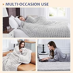 L'AGRATY Chunky Knit Blanket Throw,Soft Chenille