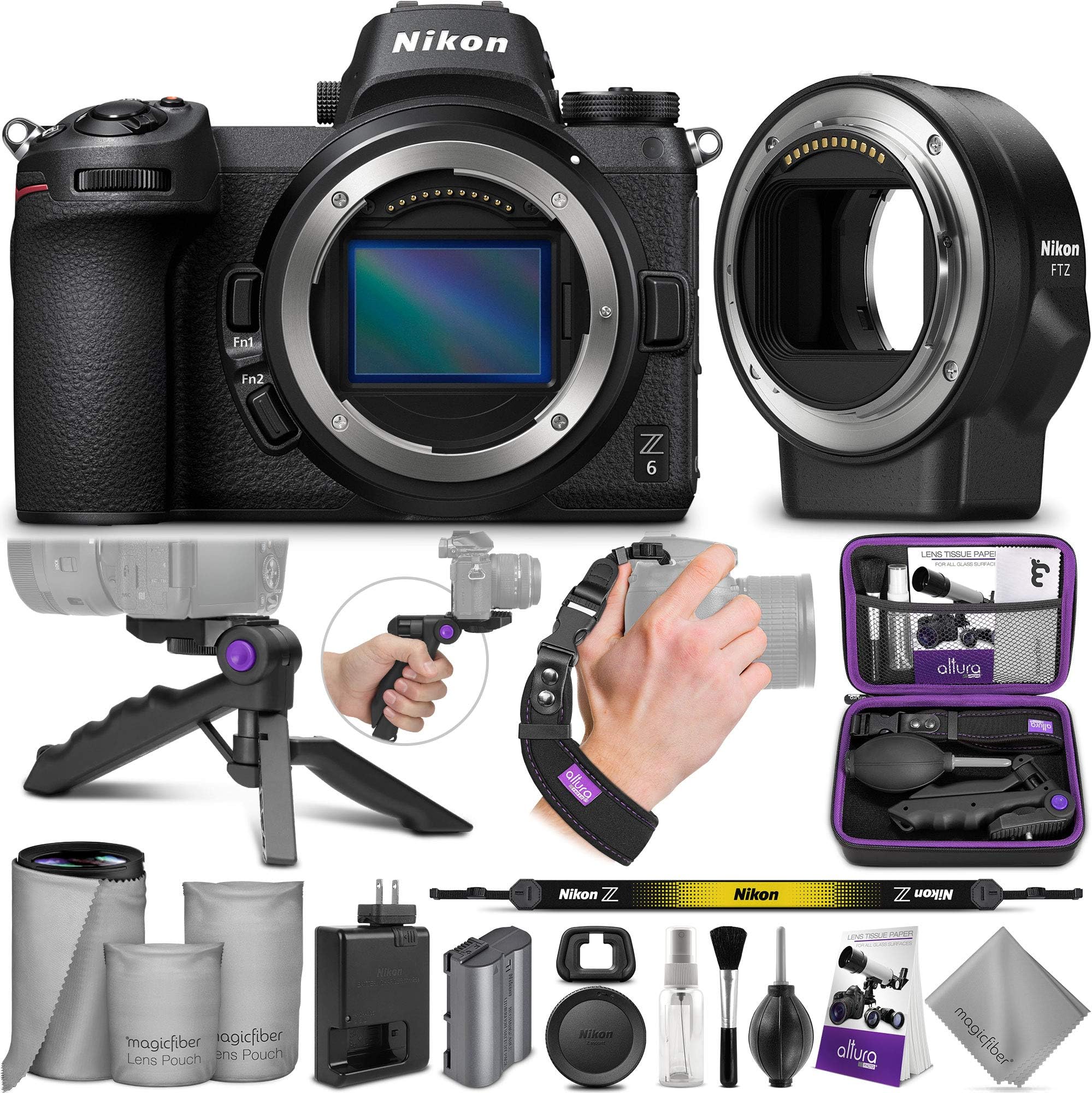 Nikon Z6 Mirrorless Digital Camera Body + Nikon FTZ Mount Adapter with Altura Photo Essential Accessory Bundle