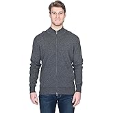 State Fusio Men's Full Zip Up Cardigan Cashmere Merino Wool Mock Neck Long Sleeve Sweater