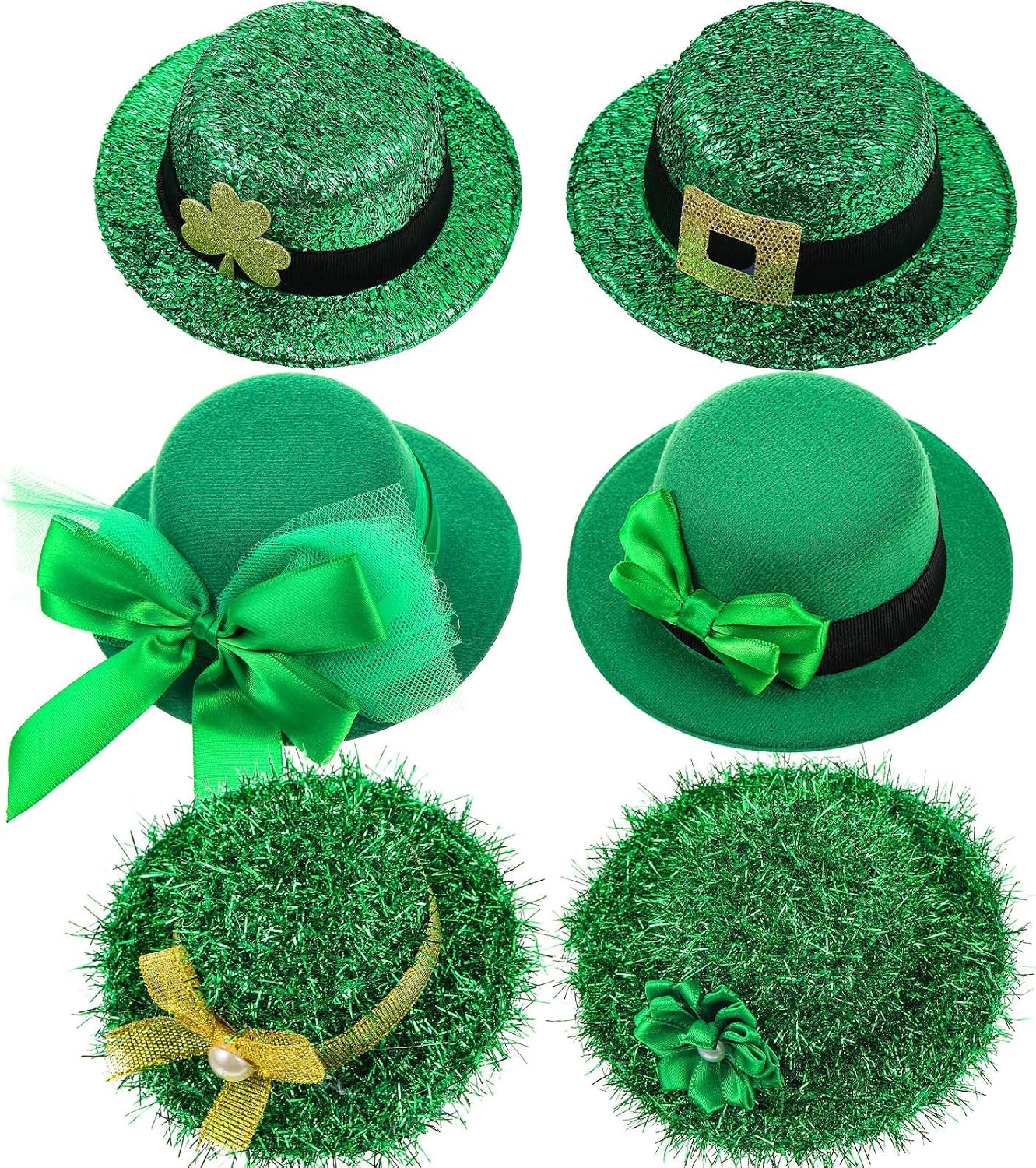 Chuangdi 6 Pieces St. Patrick's Day Party Hat Hairpins Leprechaun Hats Mini Hat Hair Clips Irish Green Accessories for Women Girls St. Patrick's Day Decorations