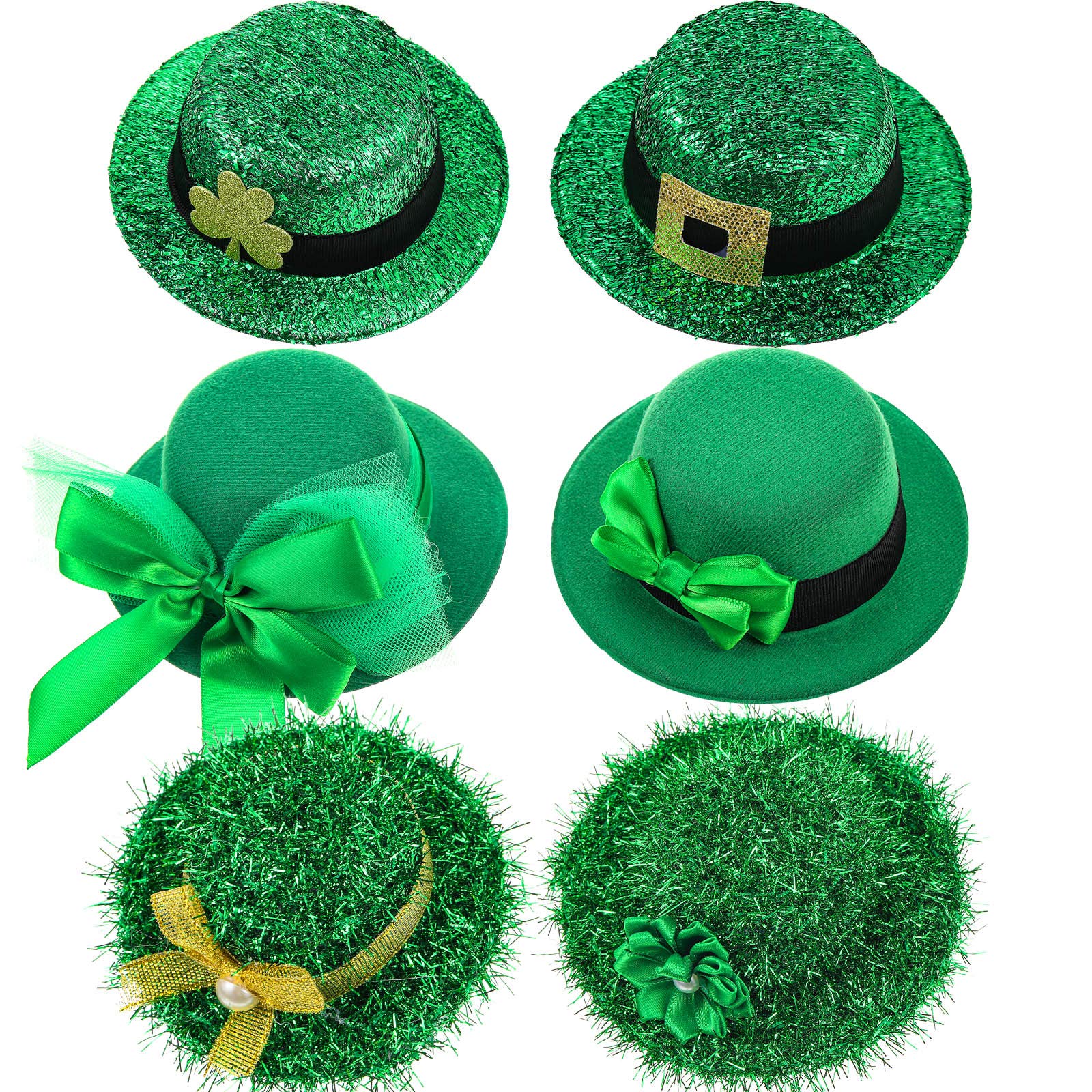 Chuangdi 6 Pieces St. Patrick's Day Party Hat Hairpins Leprechaun Hats Mini Hat Hair Clips Irish Green Accessories for Women Girls, St. Patrick's Day Decorations