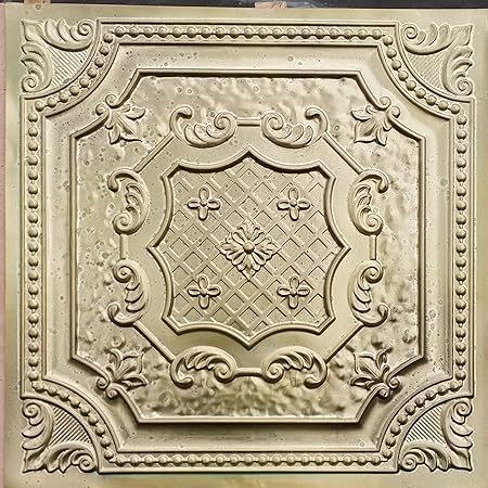 Pl04 Faux Painted Tin Aged Brass Ceiling Tiles 3d Embossed Cafe