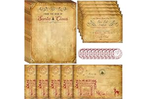 Tinlade 12 Sets Christmas Official Letter and Certificate from Santa Claus Including Nice List Certificate North Pole Writing Letter Christmas Stickers Envelopes for Family(Vintage)