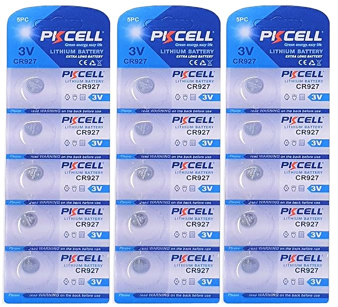 PKCELL 15 x CR927 3V Lithium Knopfzelle 30 mAh (3 Blistercards a 5 Batterien) Markenware FBA
