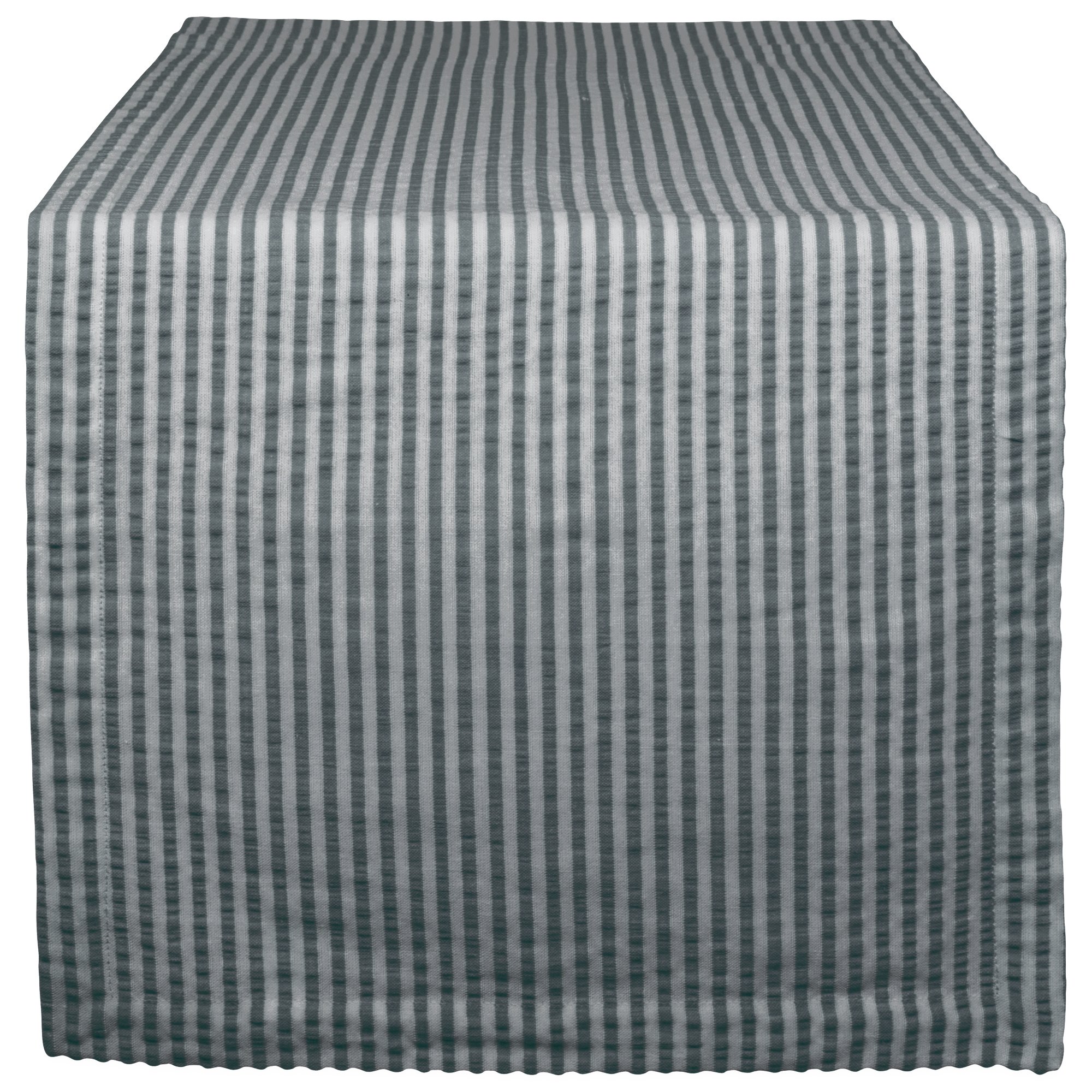 DII Cotton Seersucker Striped Table Runner for Dinning Room, Entryway Weddings, Parties and Everyday Use, 14x108, Mineral Gray and White