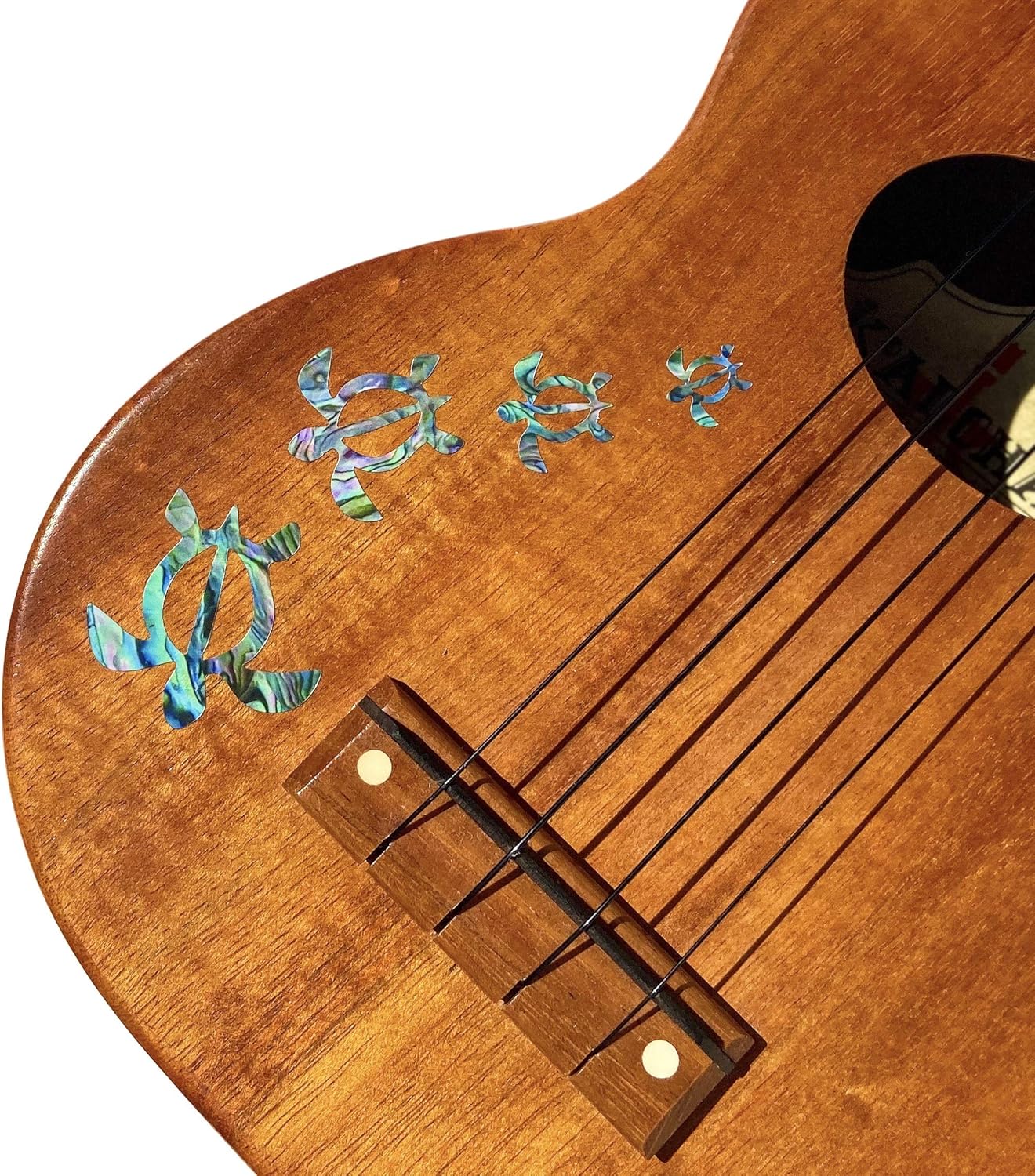 Inlay Stickers for Ukuleles - Honu Family & Tropical Monstera Leaves - Abalone Blue, UK-273HF-BL-AZ - Image 3