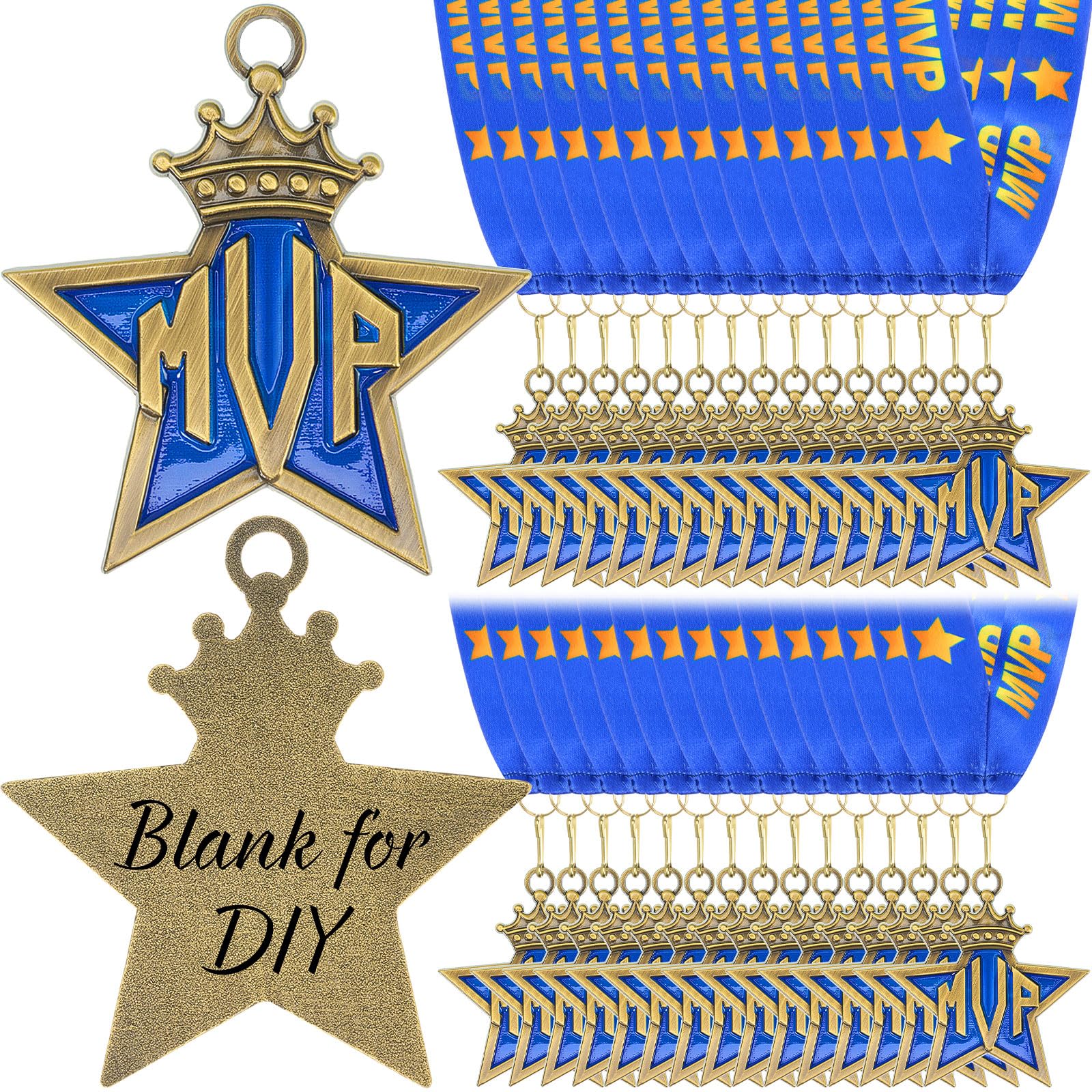 Photo 1 of Loetere 36 Pcs 12/24/36 Pcs 2.56" Award Medals Bulk with Neck Ribbon Sport Winner Medal Trophy for Team Tournaments Prize Participation Competitions School Match Party Favors (MVP)