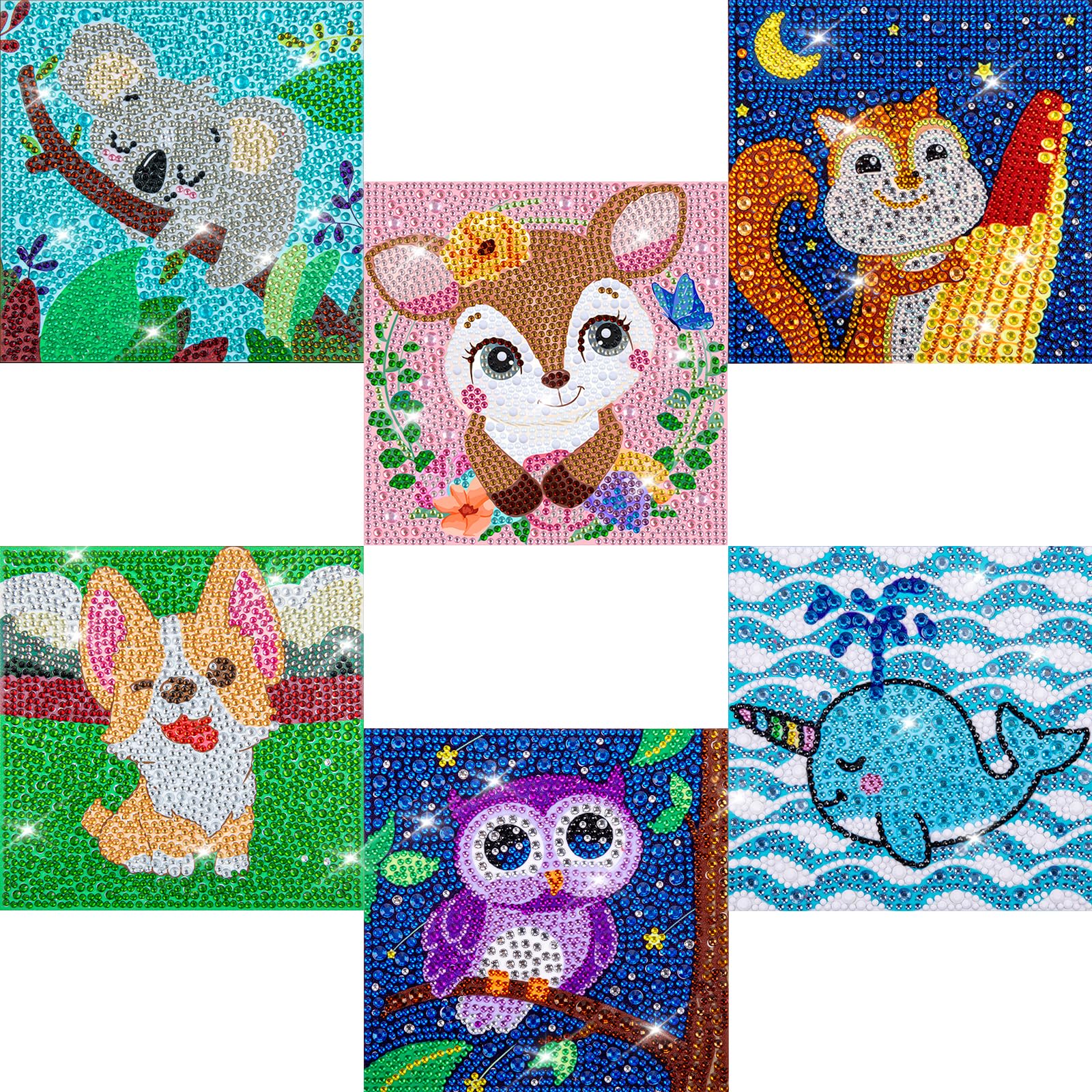 Photo 1 of Labeol Diamond Art Kits for Kids Crafts for Girls Ages 6-8-10-12 Easy to DIY Creative Diamond Art Sticker Craft by Numbers Kits for Kids and Adult Beginners (6 Pack Adorable)