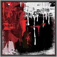 SIGNWIN Framed Canvas Wall Art Bright Red and Black with White Dripping Paint Abstract Brushstroke Oil Painting Expressionism Modern Colorful for Living Room, Bedroom, Office - 16