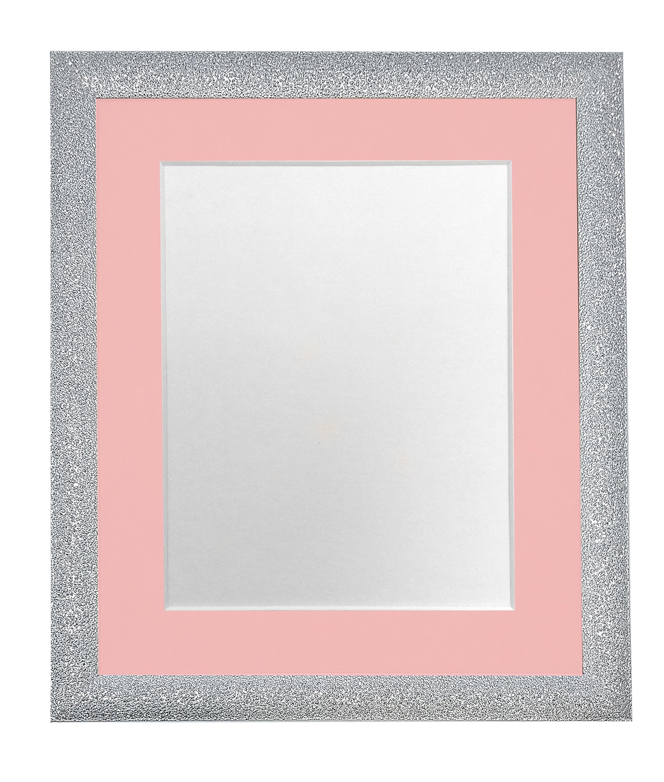 FRAMES BY POST Glitz Silver Picture Photo Frame with Pink Mount 10 x 8 Image Size 7 x 5 Inch Plastic Glass