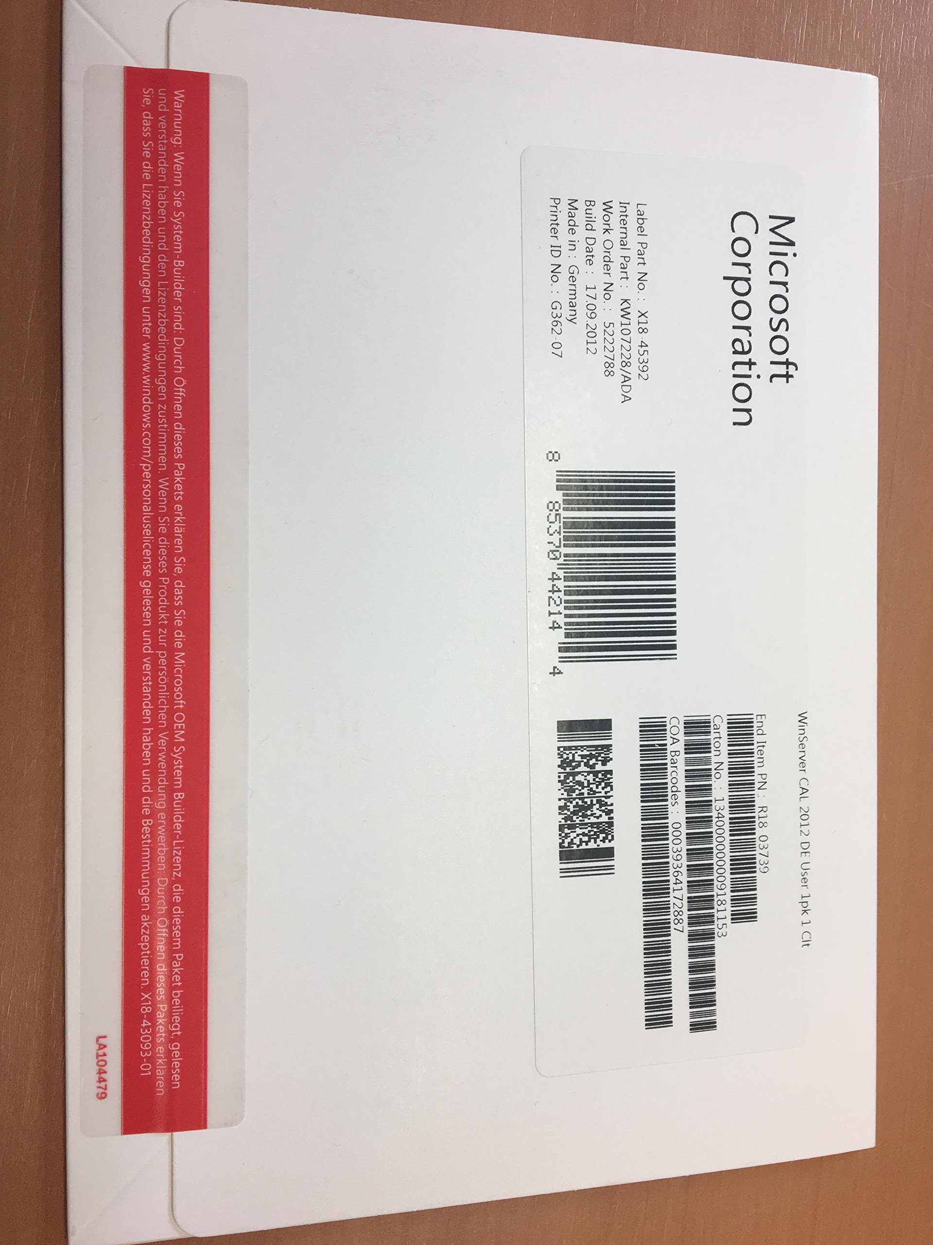 Microsoft Windows Server 2012 - Lizenz - 1 Benutzer-CAL - OEM - Deutsch