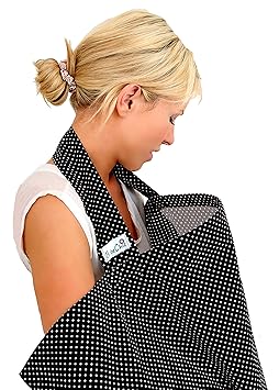 BebeChic * Top-Qualität aus 100% Baumwolle * Stillen Abdeckung mit Entbeinen * Aufbewahrungstasche * - schwarz / weiß punkt