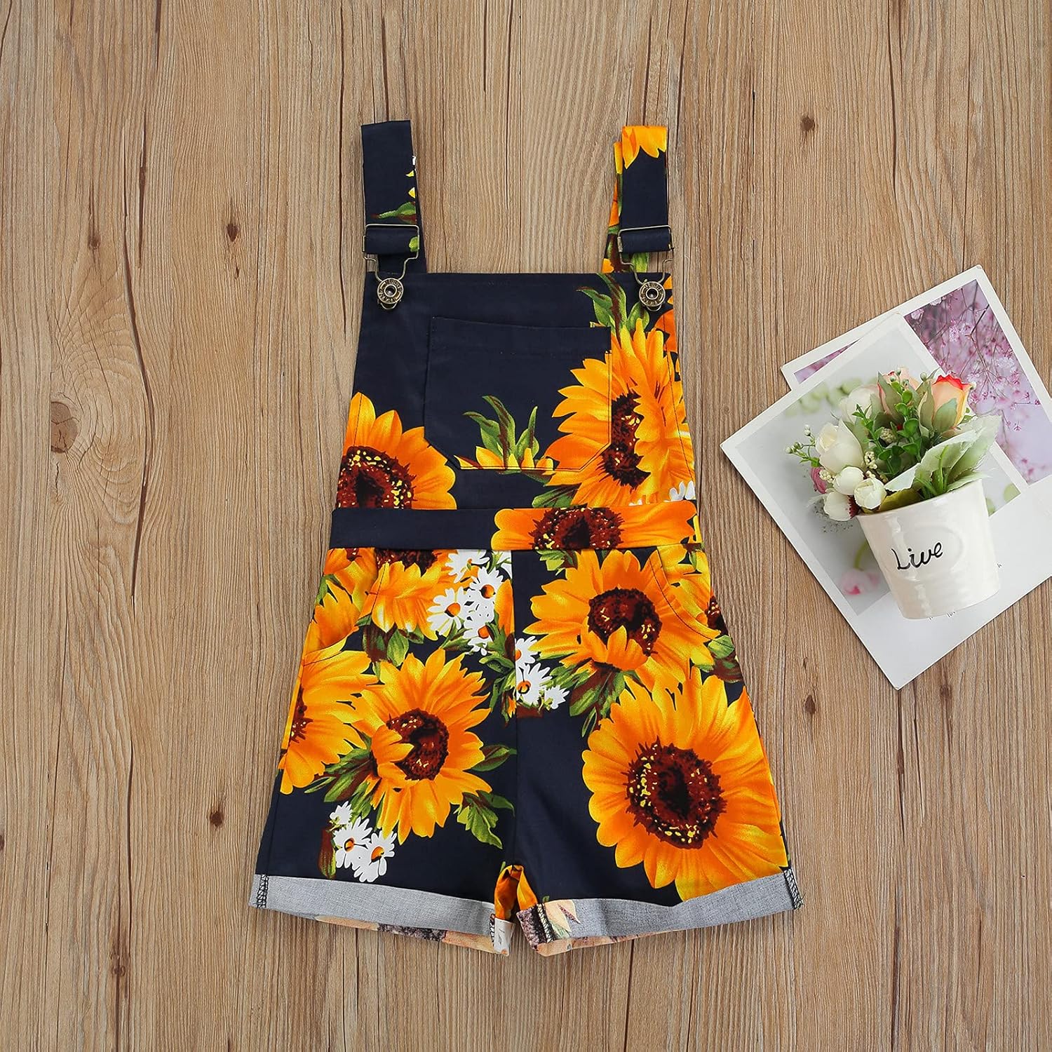 Ayalinggo Toddler Baby Girl Sunflower Print Overalls Shorts with Pocket Suspender Trousers Cute Summer Clothing Outfit: Clothing