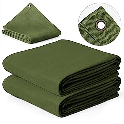 Premium Canvas Tarp 2 Pack, 6 x 8 ft, 14oz. Heavy