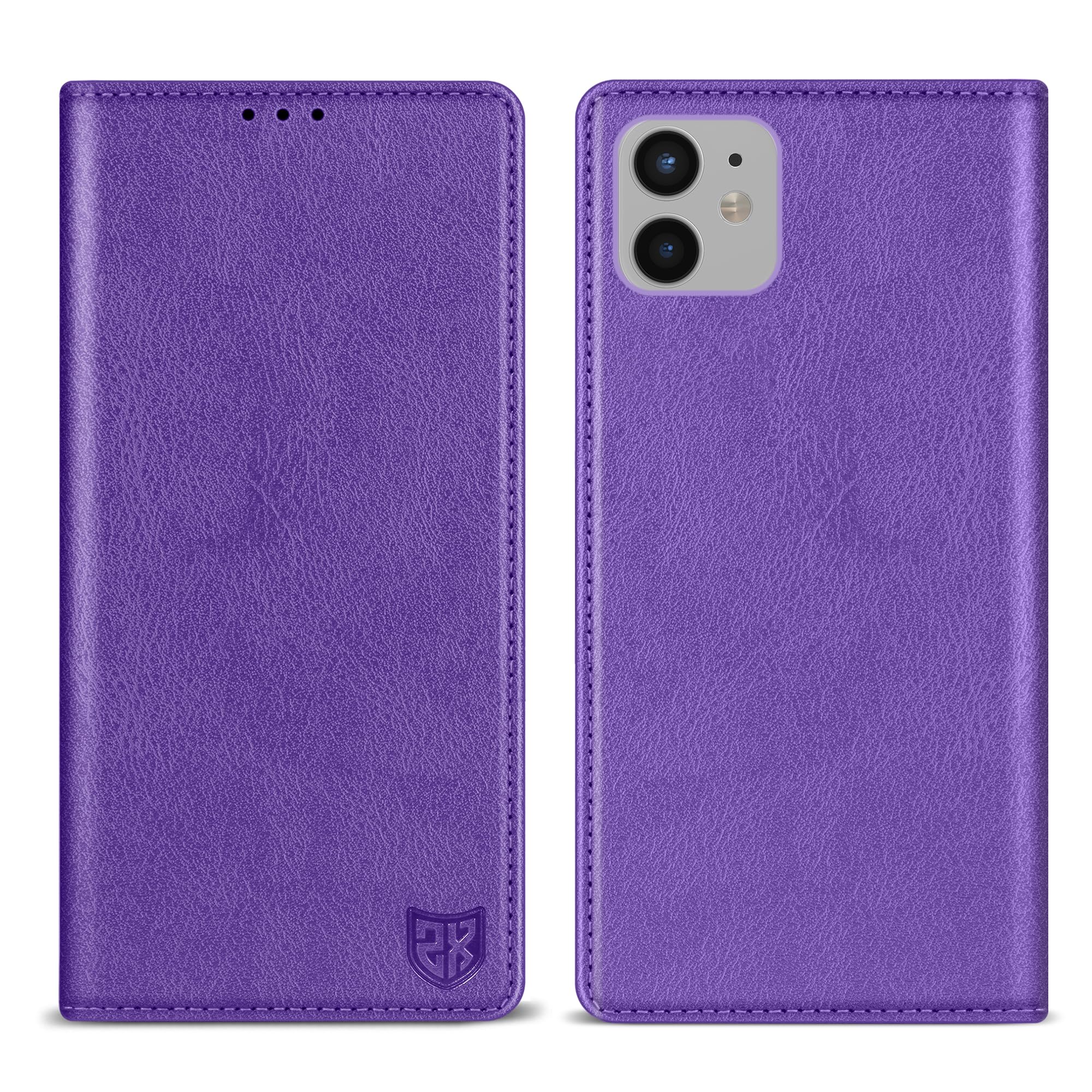 ZZXX for iPhone 12 Mini Wallet Case with [RFID Blocking] Card Slot Stand Strong Magnetic Leather Flip Fold Protective Phone Case for iPhone 12 Mini Case Wallet(Purple-5.4 inch)