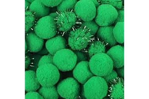 Phinus 200 PCS Pom Poms, 1 Inch Pompoms for Crafts, Soft and Fluffy Craft Pom Poms, Pom Pom Balls, for Arts and Craft Making Decorations (Green)