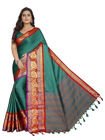 Womens Plain weave Silk Blend saree free size ANNIE