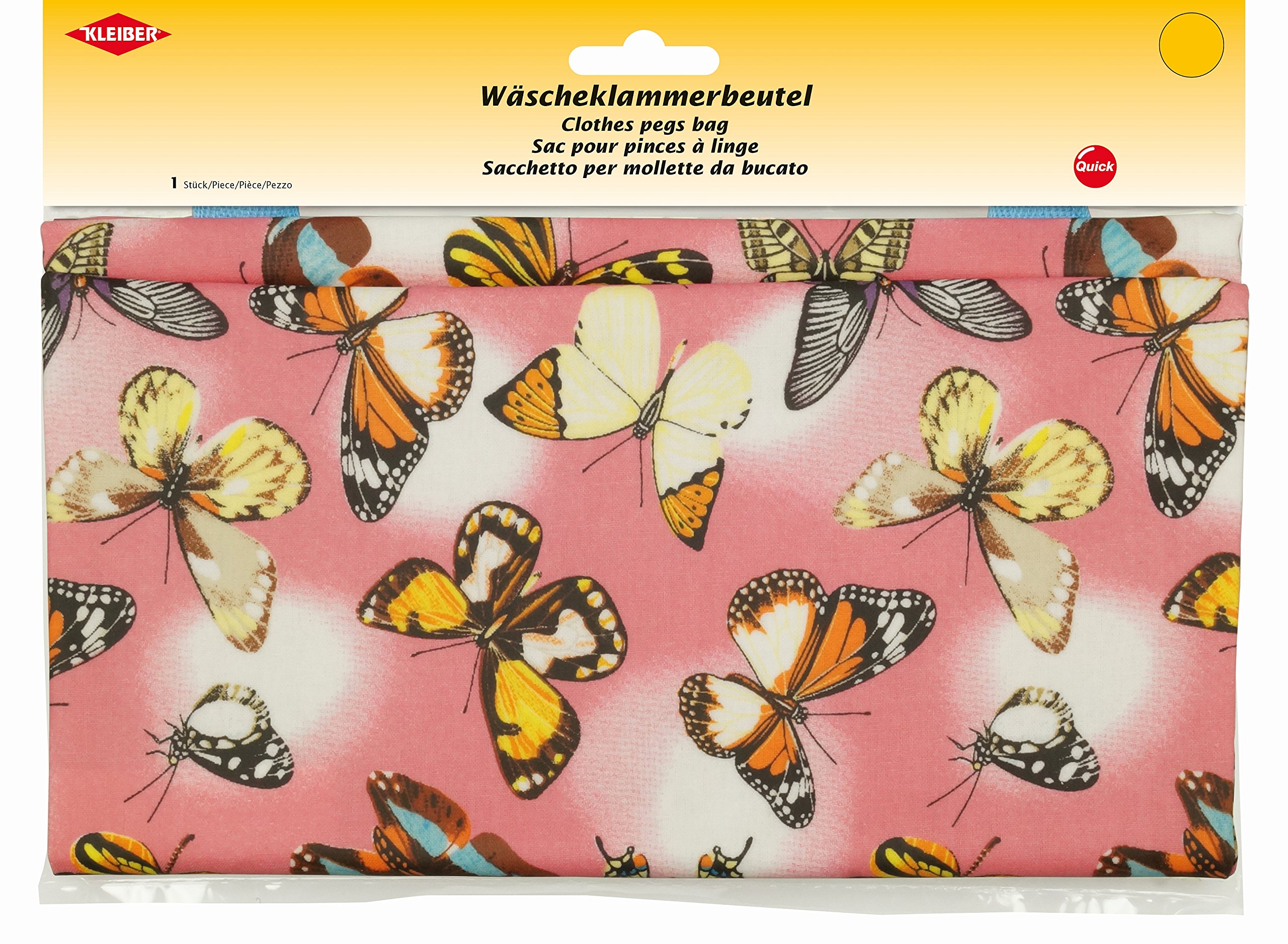Kleiber Clothes Peg Bag, Butterfly pattern, 27,5 x 29 x 1 cm