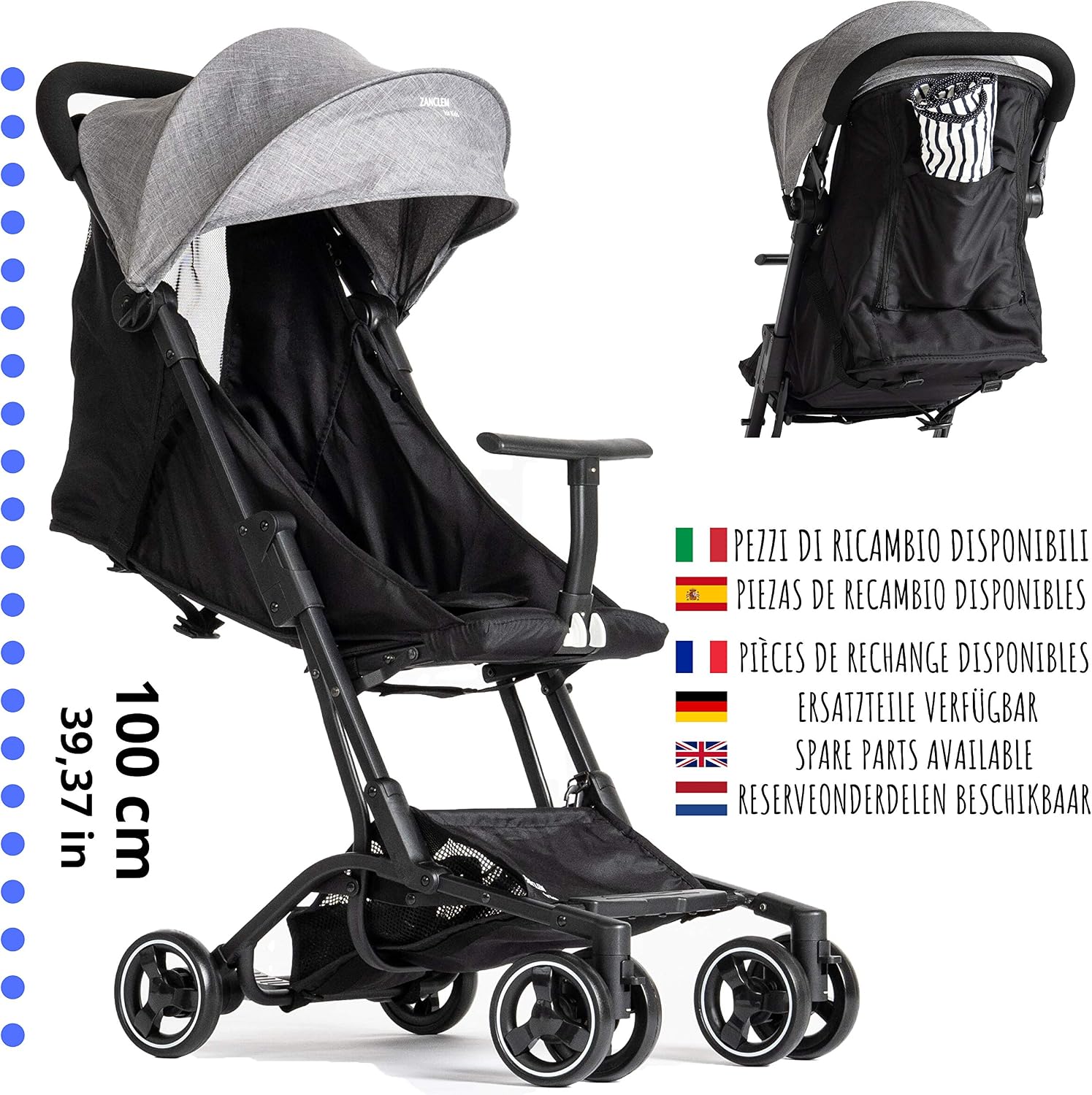 Lightweight Strollers for Toddlers up to 4 Years by ZANCLEM, Grey - Image 4
