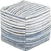 Mark&Day Pouf Ottoman, Korneuburg Natural Fiber Navy Cube Pouf Foot Rest for Living Room, Bedroom and Boho Home Decor (16"x16