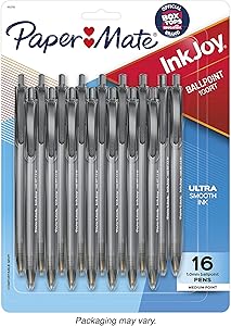 Paper Mate InkJoy 100RT Retractable Ballpoint Pens, Medium Point, Black, 16 Pack (1952705)