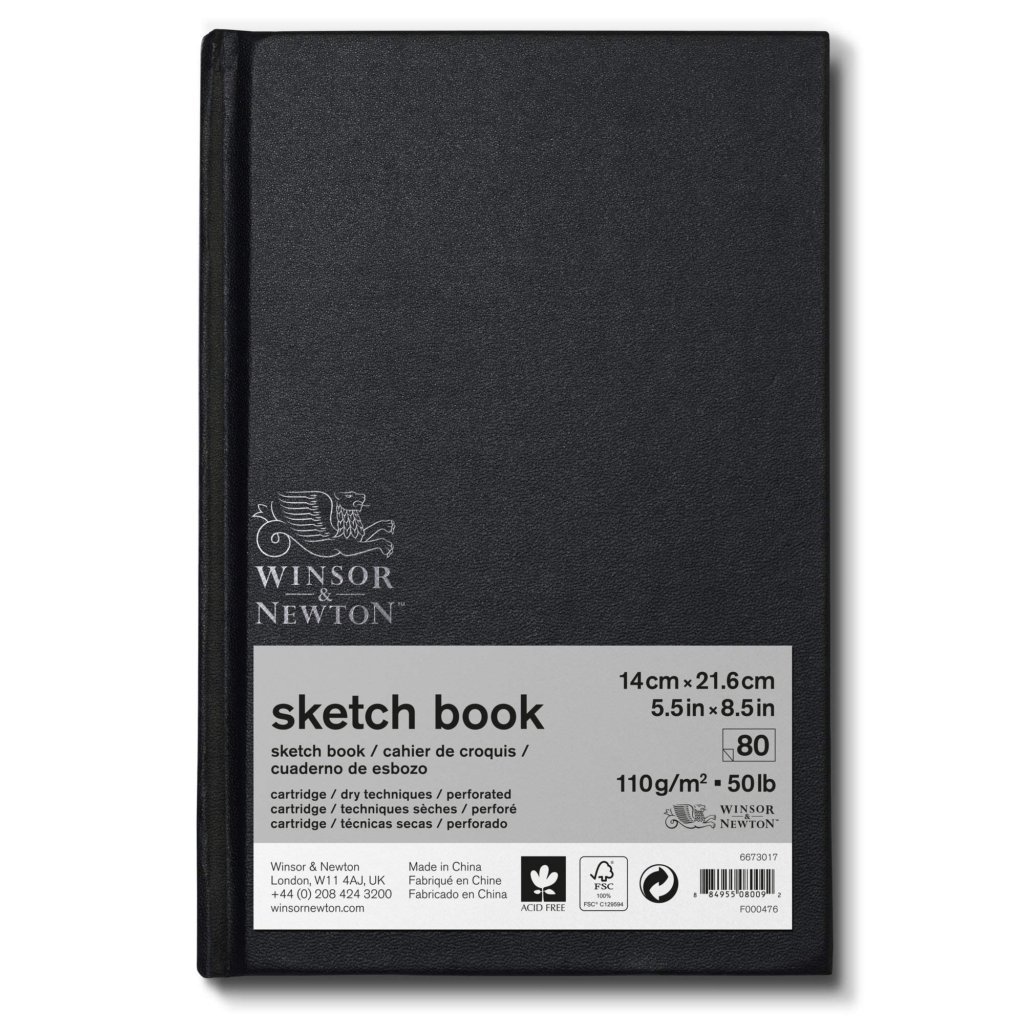 Winsor & Newton Sketch Book, Paper, Natural White, 17,8 x 25,4 cm-80 Blatt Skizzenpapier im Block