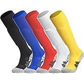 APTESOL Knee High Soccer Socks (1/3/5 Pair) Team Sport Cushion Athletic Socks for Kids Youth Adult