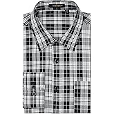 HISDERN Mens Casual Dress Shirts Plaid Button Down Shirt Long Sleeve Formal Business Gingham Shirt for Men