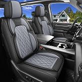 DuDuWang Seat Covers Chevy Silverado GMC Sierra (BlackGrey, Front Seat) | Custom Fit for 2007-2026 1500/2500/3500 HD Crew Cab Pickup Truck Seat Cover Protector Cushion with Faux Leather Waterproof