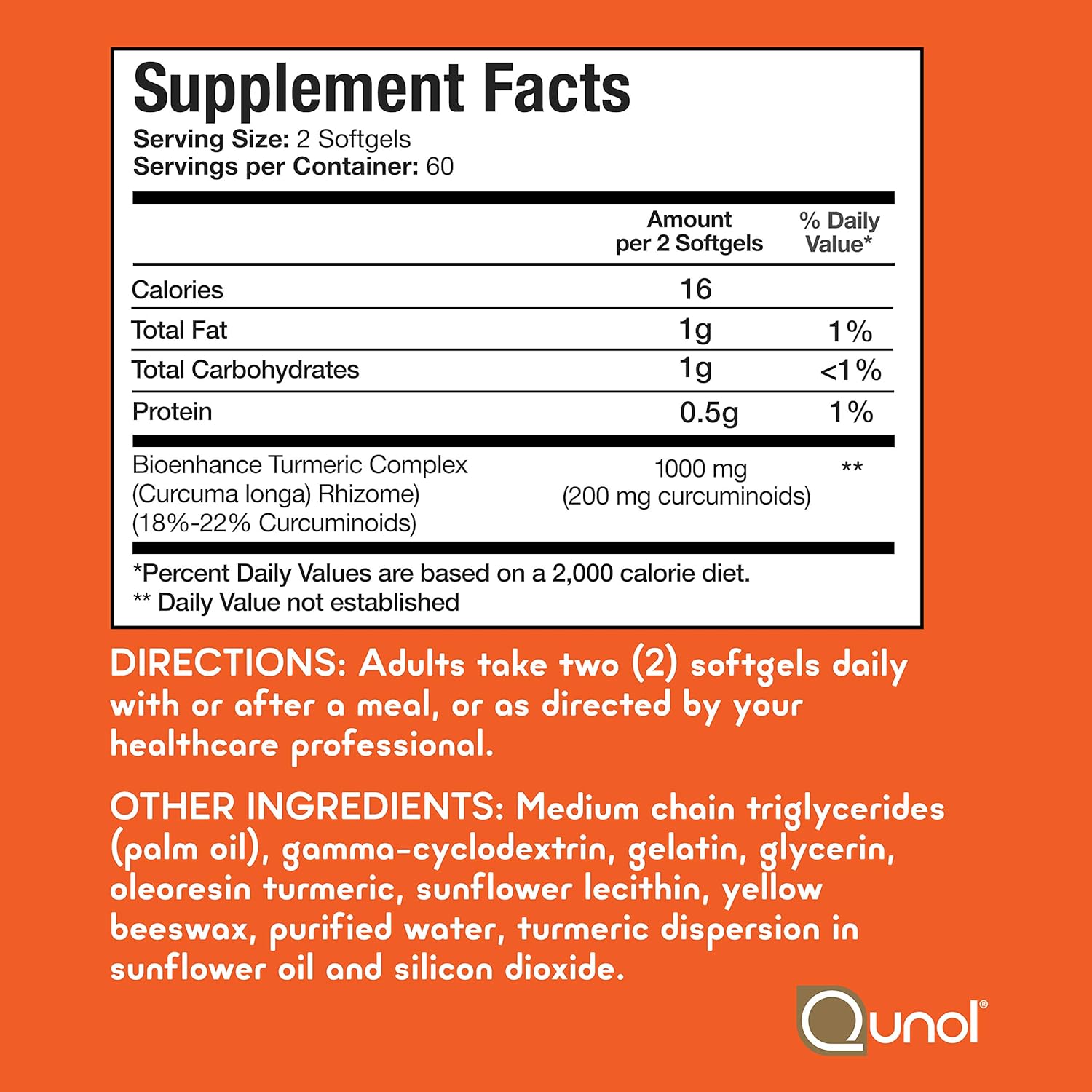 Turmeric Curcumin Softgels, Qunol with Ultra High Absorption 1000mg, Joint Support, Dietary Supplement, Extra Strength, 120 Softgels: Health & Personal Care