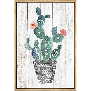 SIGNWIN Framed Canvas Print Wall Art Green Potted...