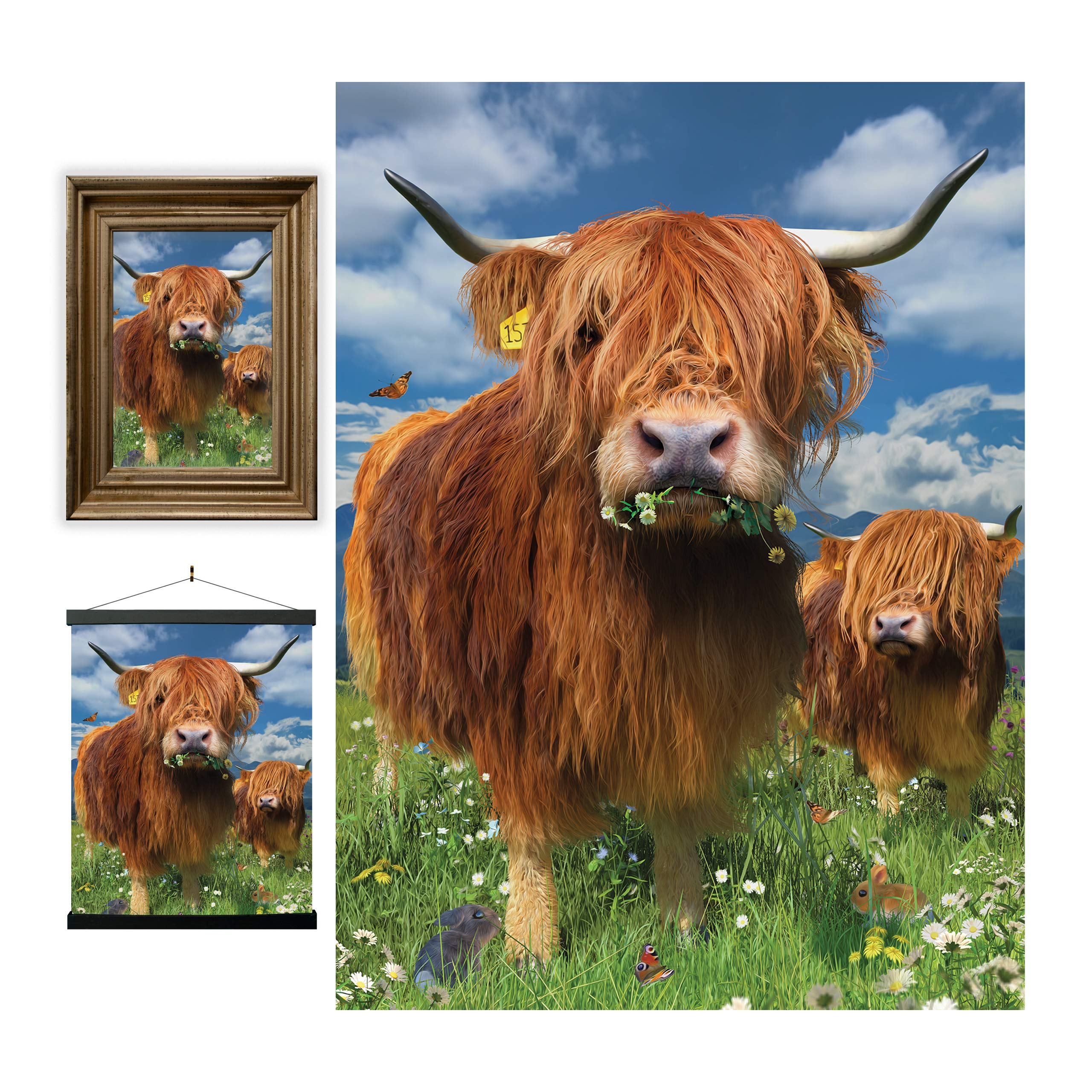 3D LiveLife Lenticular Wall Art Prints - Highland Cattle from Deluxebase. Unframed 3D Cow Poster. A perfect wall filler. Original artwork licensed from renowned artist, David Penfound