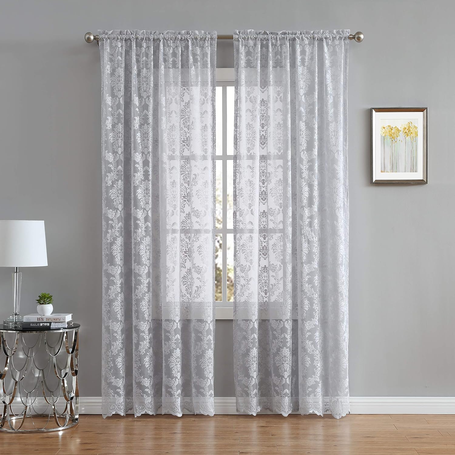 Amazon Com Linenzone Fiona Knitted Lace Curtain Medallion Design