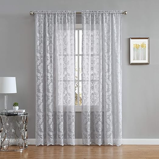 Amazon Com Linenzone Fiona Knitted Lace Curtain Medallion Design