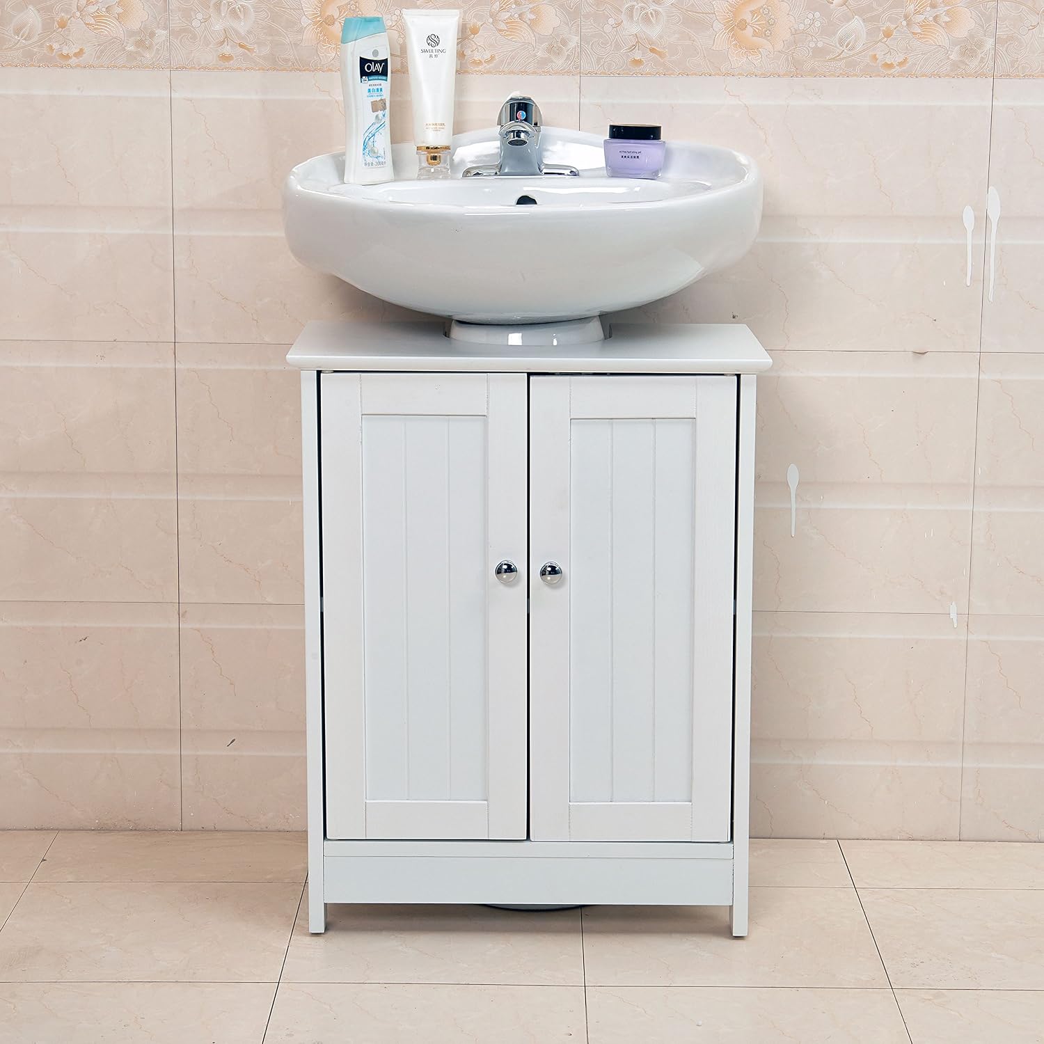 Vivo Undersink Bathroom Cabinet Cupboard Vanity Unit Under Sink Basin Storage Wood Floor Cabinets Home Kitchen Creativemekaee