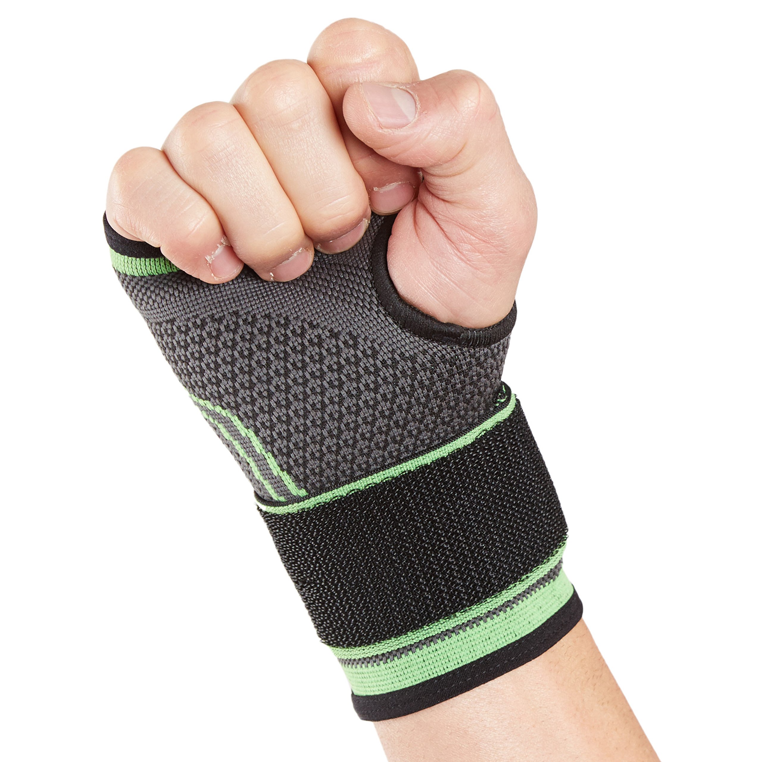 Actesso Sports Wrist Hand Support Strap - Ideal for Sprains and Sports Injury (Green, XL (19-21 cm))