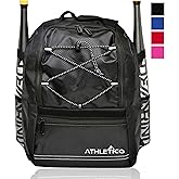 Athletico Youth Baseball Bag - Bat Backpack for Baseball, T-Ball & Softball Equipment & Gear | Holds Bat, Helmet, Glove | Fence Hook