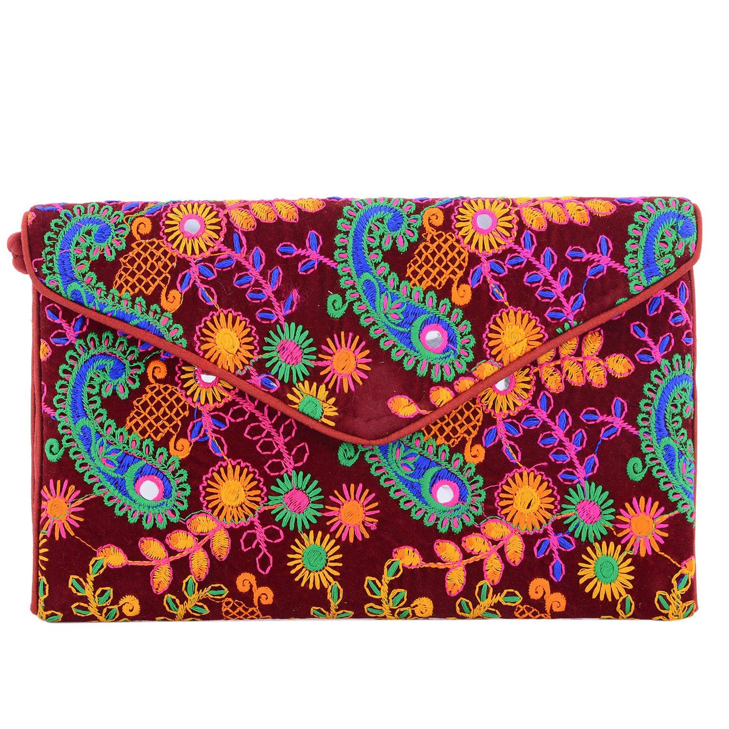 craft trade cotton embroidered clutch bag for women & girls