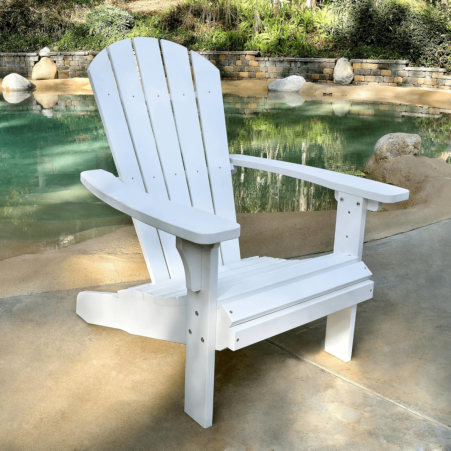 Shine Company 7618WT Royal Palm Adirondack Chair, White : Garden & Outdoor