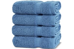 Chakir Turkish Linens | Hotel & Spa Quality 100% Cotton Premium Turkish Towels | Soft & Absorbent (4-Piece Washcloths, Wedgewood)