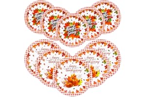 BFUN Thanksgiving Plates Fall Party Plates Set, 100pcs Autumn Party 9" dinner plates and 7" dessert Plates Harvest Pumpkin Plates and fall foliage Dessert Plates for Thanksgiving party
